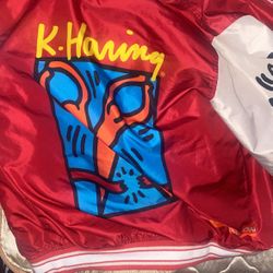 K.Haring (Members Only) Red Leather Varsity Jacket (Size M)