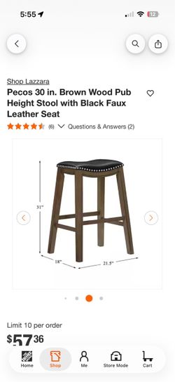 Lazzara Pecos 30 in. Brown Wood Pub Stool