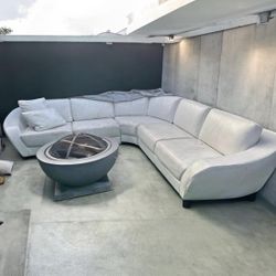 Italian Leather Pearl White 3pc Sectional Sofa (82” x 82”)