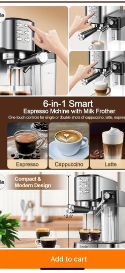 CAPUCCINO ESPRESSO ALL IN ONE -“ 20 BAR H. PRESSURE