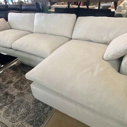 🦋Showroom,Fast Delivery, Finance,Web🦋Ivory Velvet Modular Sectional Sofa Pre Sets Comfy Couch 3pc Sofa (LAF Chair + Armless + RAF Chaise)