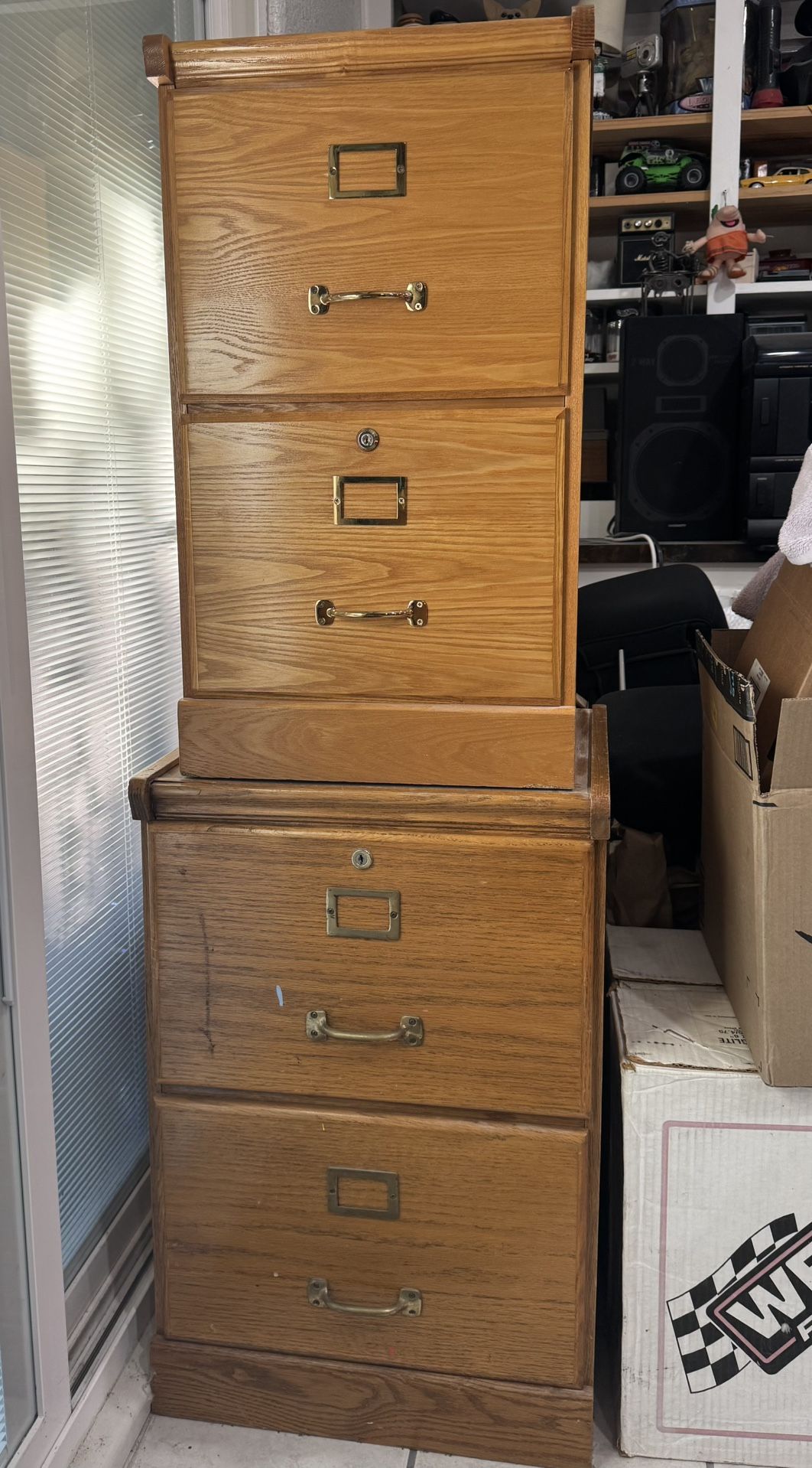Two (2) Old Wooden File Cabinet