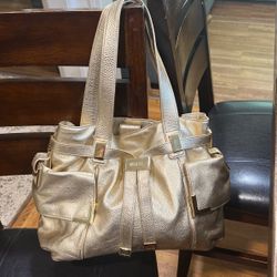 Michael Kors Beverly Pale Metallic Gold  Sachel 