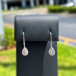 Jewelry .925 solid sterling silver natural diamond 0.50CTW drop earrings 1.60g