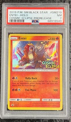 2019 POKÉMON SM BLACK STAR ENTEI-HOLO COSMIC ECLIPSE PRERELEASE #SM2 19 NM PSA 7