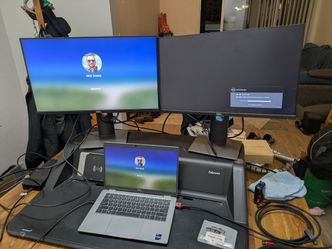 Standing Desk + Two Monitors + Docking Station + Keyboard And A Free Mouse