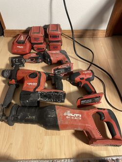 Lot Of 4 Hilti Tools Batteries And Charger