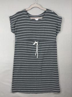 Motherhood Dress Women's Size Medium Black & White Striped Adjustable Waist SS