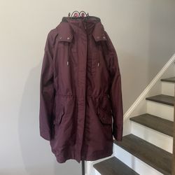 Abercrombie Hood Coat Jacket Long Maroon XL