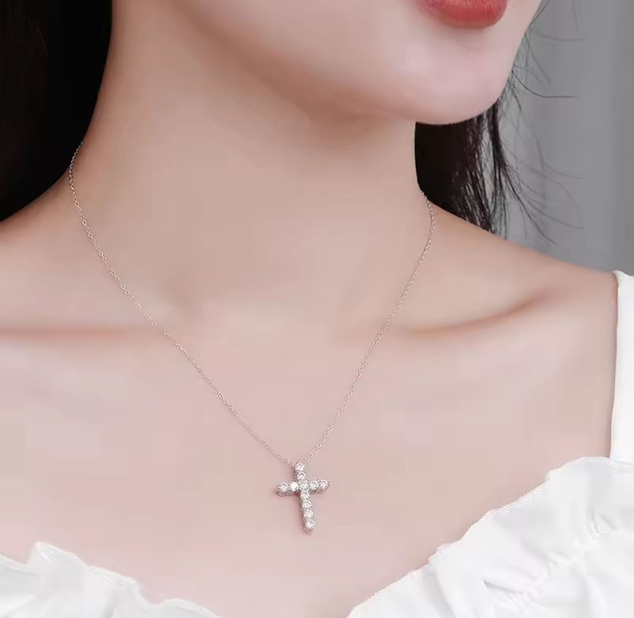 brand new Full Moissanite Cross Pendant s925 Necklace