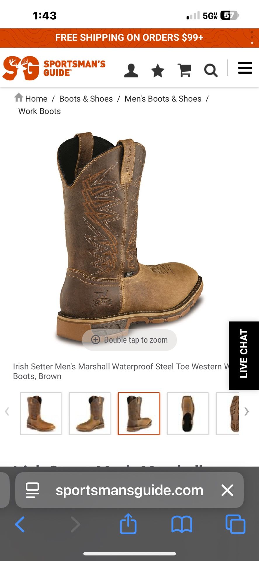 Irish Setter Men's Marshall Waterproof Steel Toe Western Work Boots