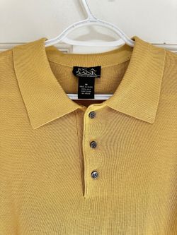 Jos. A. Bank Signature Collection Mustard Yellow 100% Silk Polo Shirt Size M