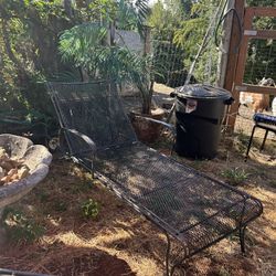A Matching Pair Of Old Wrought Iron Patio Loungers!