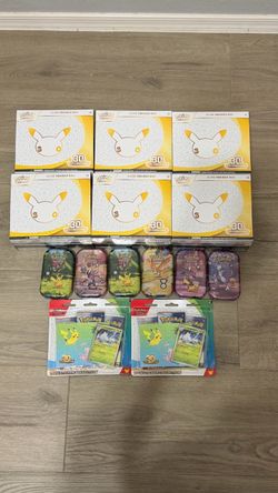 30th Anniversary POKEMON LOT - Elite Trainer Box, Mini Tins, and Tech Stickers