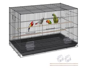 30 Inch Flight Bird Cage, Stackable Bird Cage Parakeet Cage with Slide-Out Tray and Handle, Small Parrots Birdcage (19)