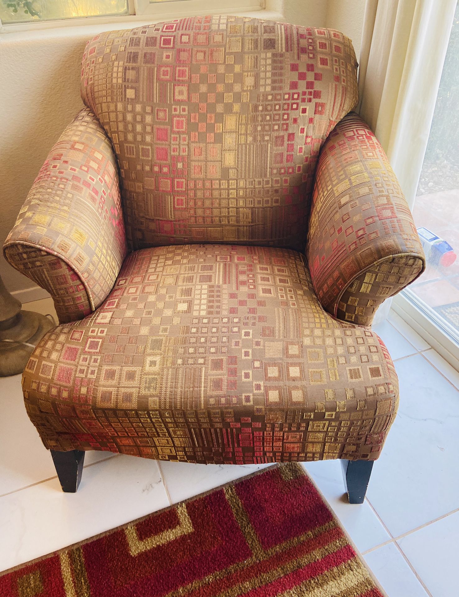 Mathis brothers chair with ottoman and matching pillow