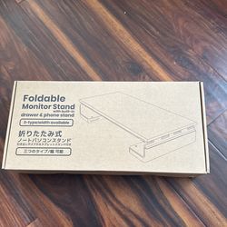 Monitor Stand Riser, Foldable Computer Monitor Riser with Drawer