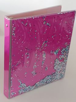 Floating Glitter Binder, 1" Rings, Pink.