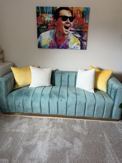 Velvet Tuxedo Arm Sofa