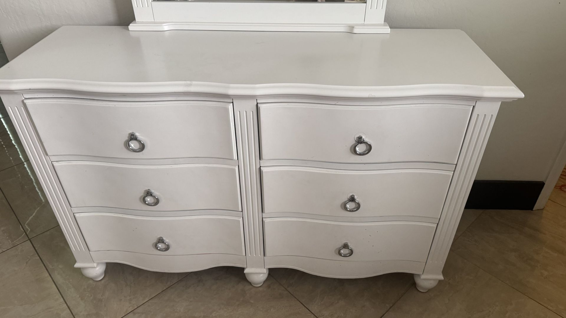 Beautiful All White Dresser with Mirror