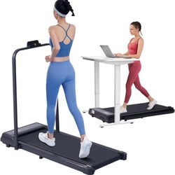 Treadmill with Handles, Folding Foldable Electric Treadmills for Home Small, 3.0HP Walking Pad Treadmills with Handle Bar, 3 in 1 Under Desk Treadmill
