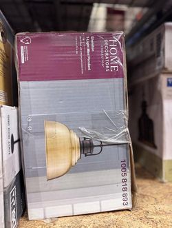 Home Decorators Shelston 1-Light Mini Pendant Black Antique Gold Shade