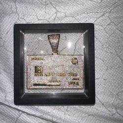 Credit Card Gold Plated Pendant With Cz Stones