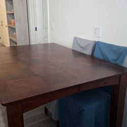 Solid cherry wood bar height table W/8 chairs and Lazy susan