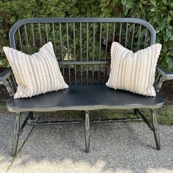 Solid wood bench painted black