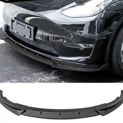 Fit 20-22 Tesla Y 3PCS Front Bumper Lip Spoiler PP IKON Style Matte Black