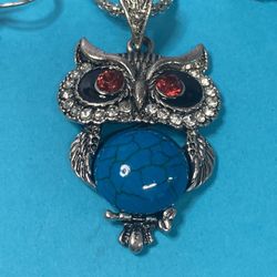 Owl Jewelry, Necklace & Clip On Earrings