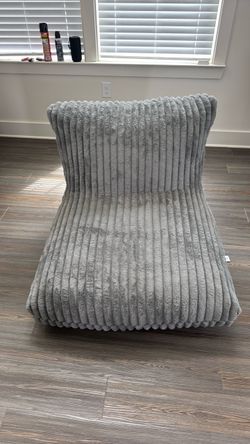 Gray Corduroy Plush Floor Chair