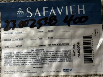 Barely Used Safavieh Natura Collection Rug - 8' x 10', Silver