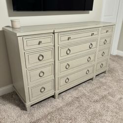 havertys King size bed frame and dresser and lamps and two night stands