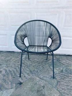 Single Outdoor Modern Faux Rattan Club Chair Black