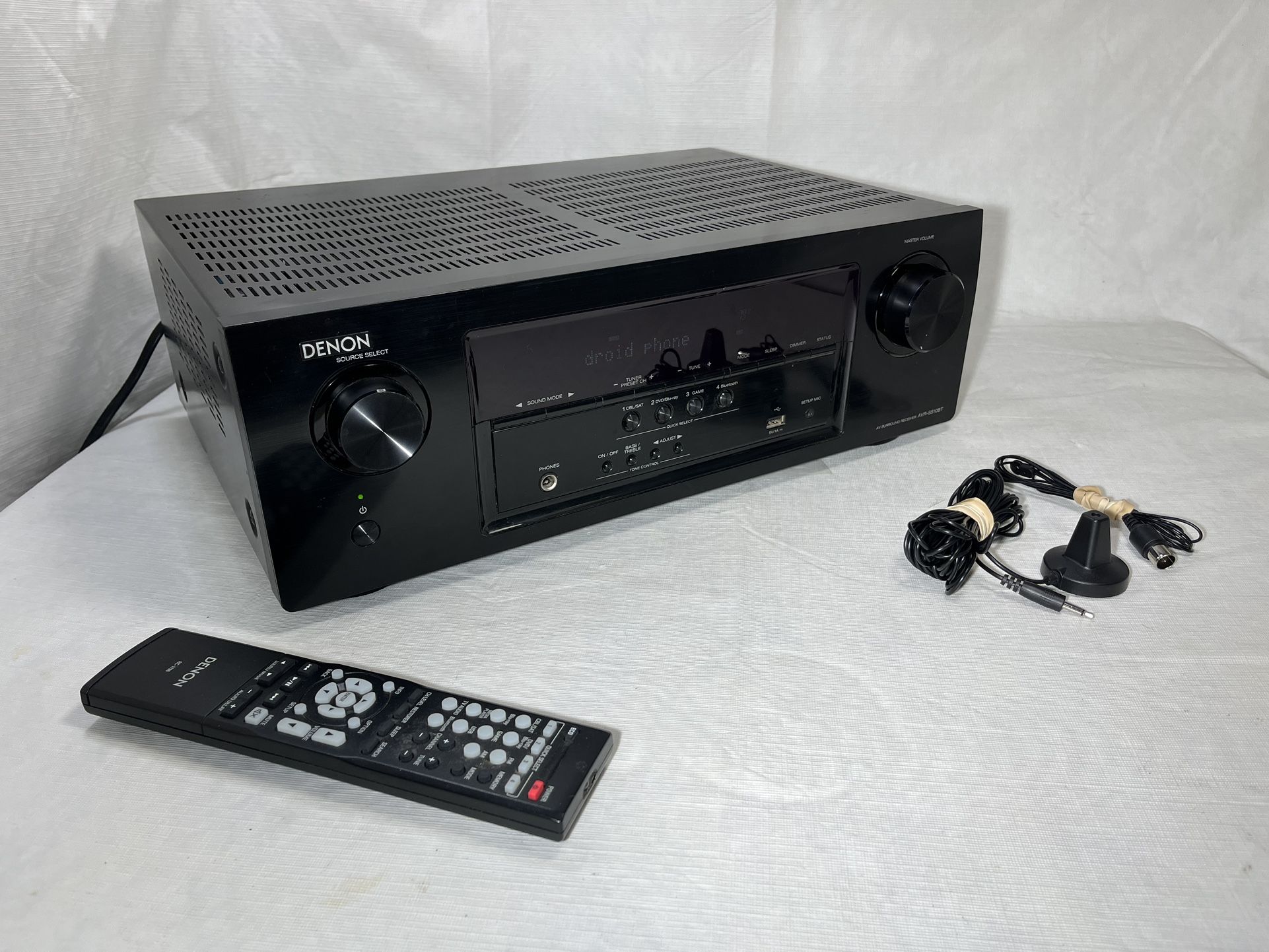 Denon Bluetooth AV Receiver AVR-S510BT 5.2 Channel 310 WATTS 60Hz 4K Ultra HDMI HD USB Dolby Digital dts-HD DVD Blu-ray Video Game Audio Media Player