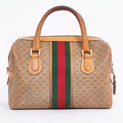 AUTHENTIC Vintage Beige GUCCI GG MEDIUM Boston Bag