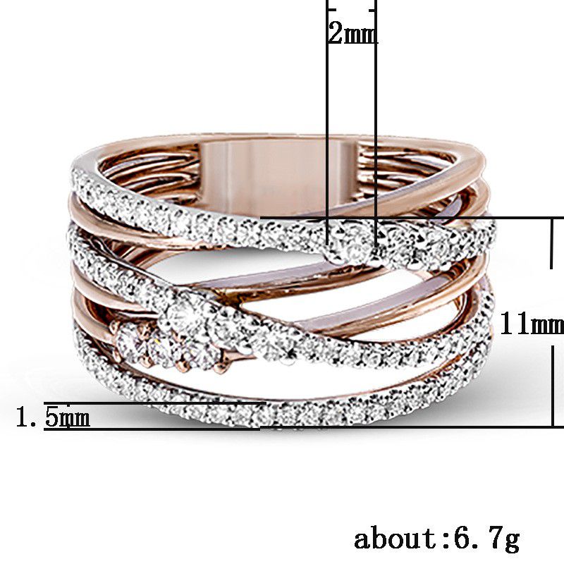 "Multi Layer Weave Lines Stacking Rose Gold Trendy Rings for Women, PD340
 
