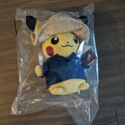 Pikachu Van Gogh Museum X Pokemon Center Plush 7 Inch Limited Edition NEW SEALED