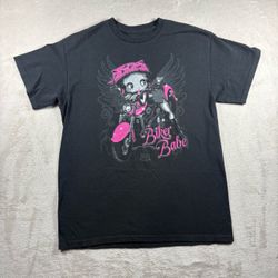 Vintage Style Brisco Betty Boop Babe Biker Motorcycle Men’s M Black T Shirt #4A