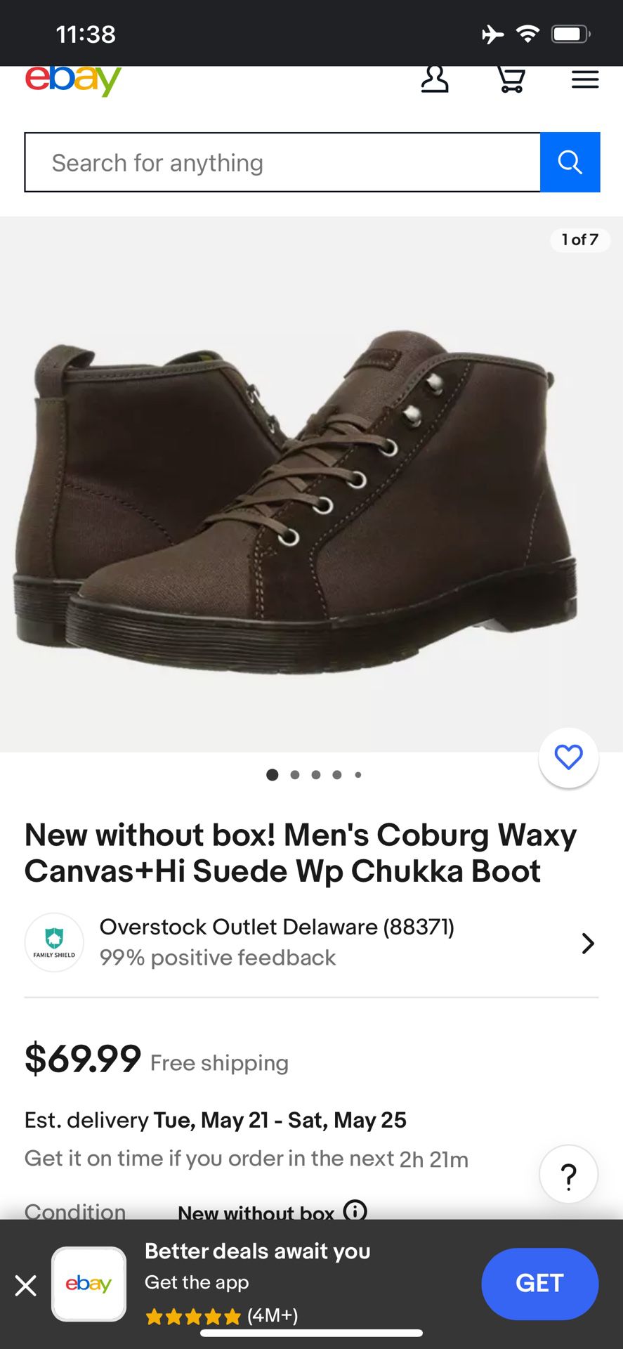 Brand New Dr. Martens Coburg Chukka Shoes Mens 10 Ankle Boots Brown Canvas Unisex Women 11