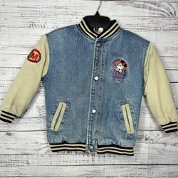 Vintage Disney Store Mickey Mouse League 1928 Denim Varsity Youth XS 4/5 C15
