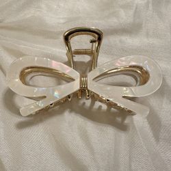 Gold & White Hair Clip