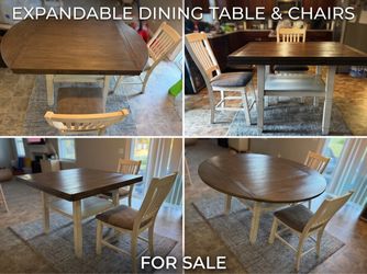 Expandable Dining Table with Chairs
