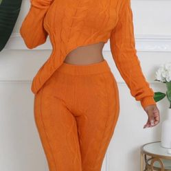 Side Swept Knit Leggings Set 