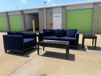 Blue Couch & Arm Chair Set