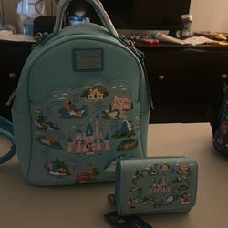 Disneyland map loungefly backpack and wallet