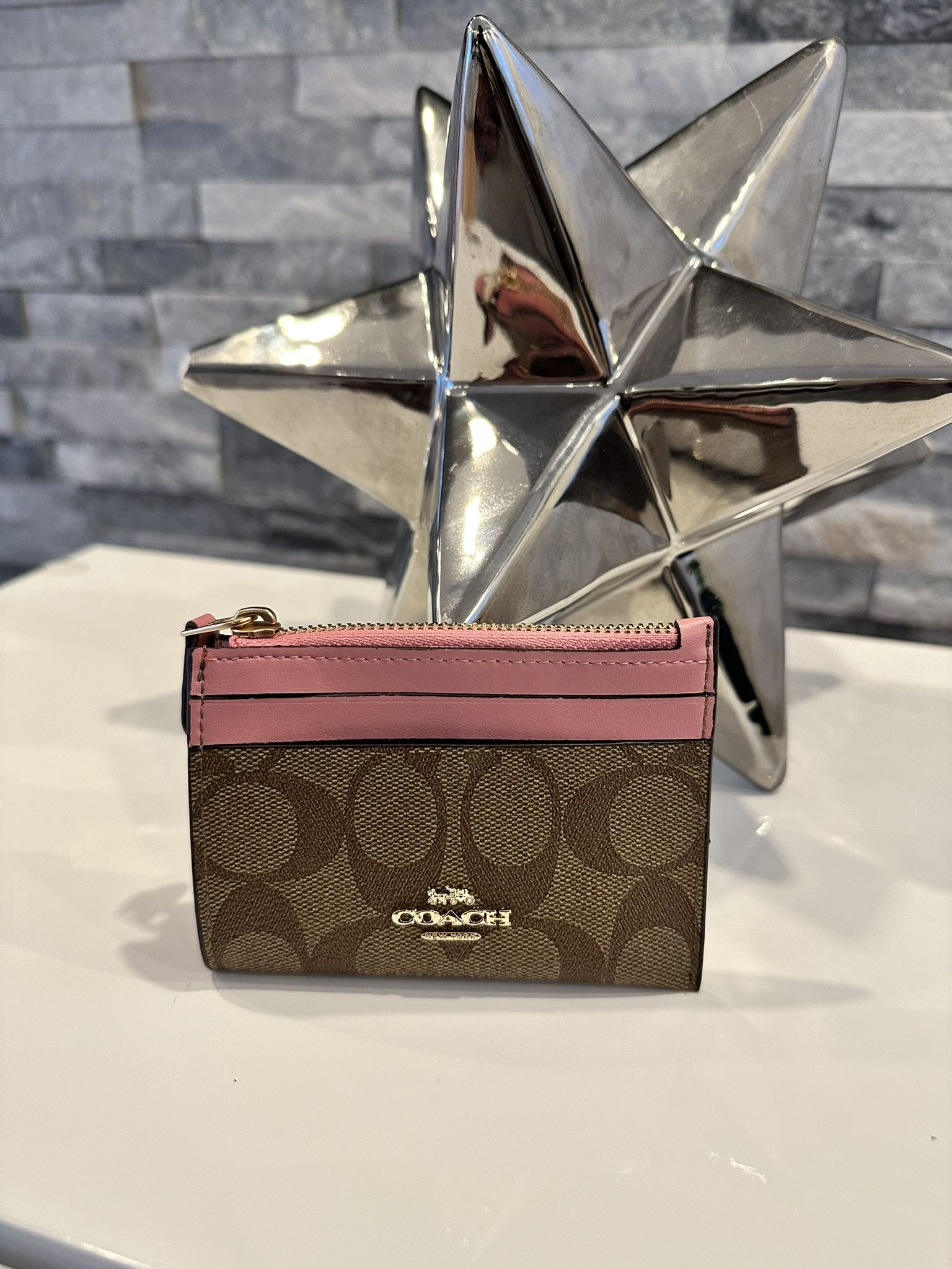 COACH - Mini Skinny Women's Leather ID/Card Coin Case Key Wallet