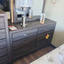 New Dresser + Mirror In Grey Black