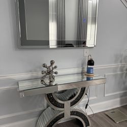 Mirrored Console Table And Mirror 